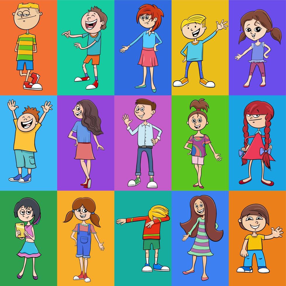 pattern or background design with cartoon children characters 7456301  Vector Art at Vecteezy