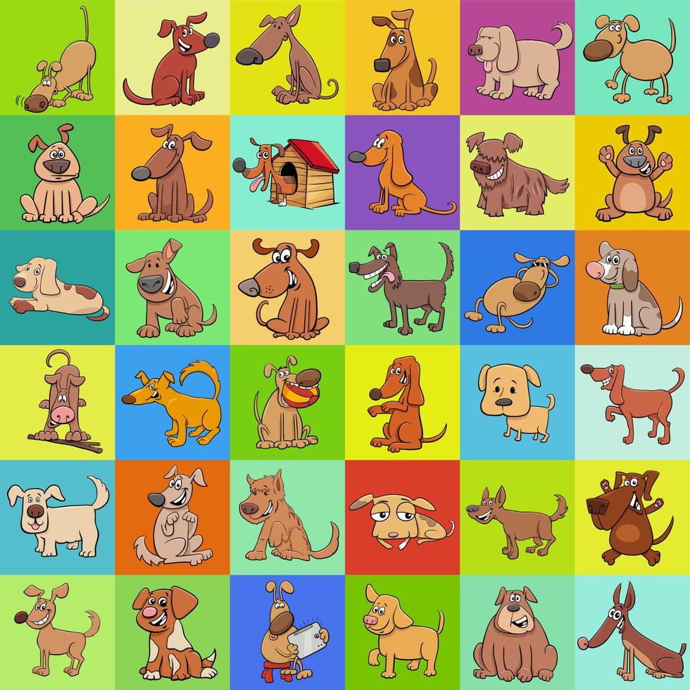 background or pattern design with cartoon dog characters vector
