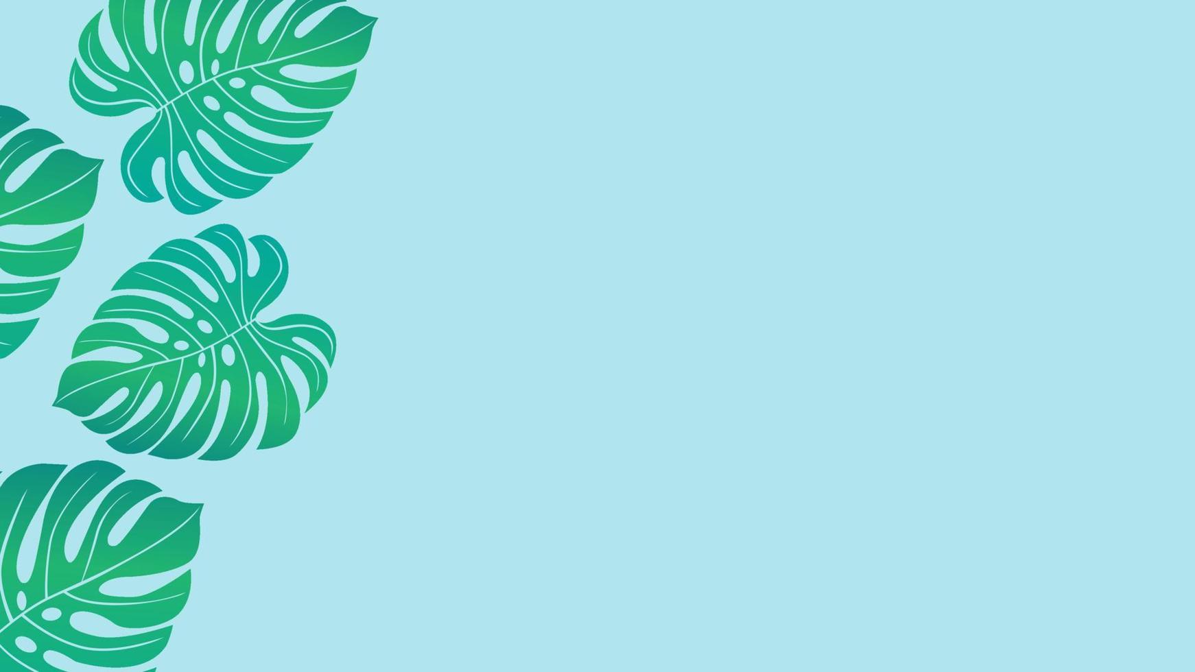 Tropical leaf monstera on blue background. Flat lay top view. Summer background concept vector