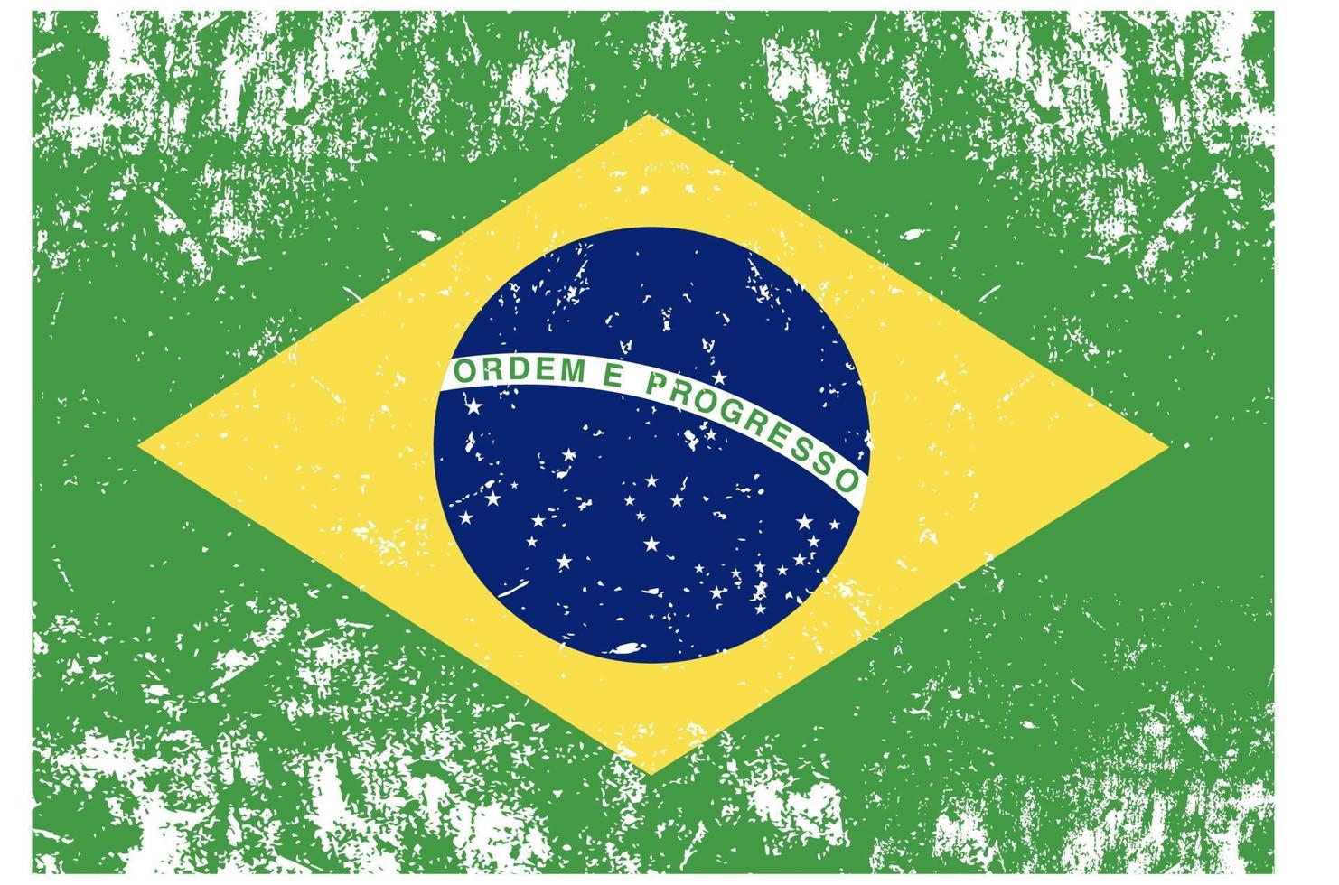 bandera de brasil. Ilustración de vector de bandera grunge, cero y estilo antiguo