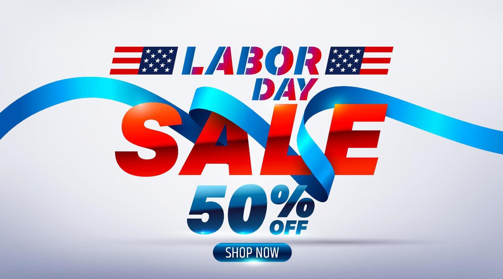 Happy Labor Day Sale poster.USA labor day celebration with blue ribbon.Sale promotion advertising Brochures,Poster or Banner for American Labor Day.Vector illustration EPS10 vector