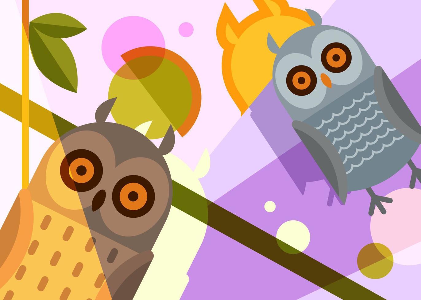 Banner with two owls. vector