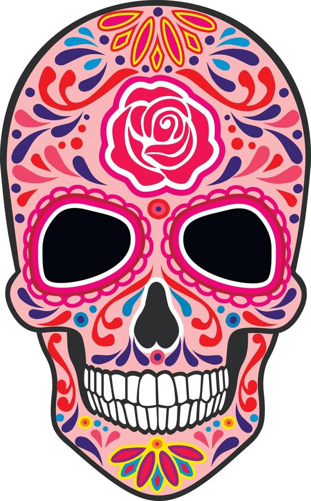 color mexican sugar skull, vintage design t shirts vector