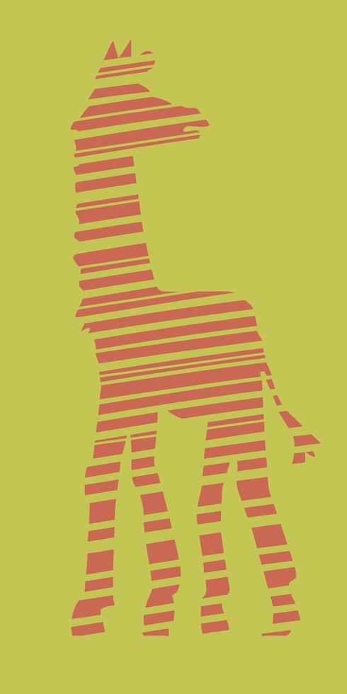 Stylized silhouette of a giraffe, side view. Stripes of different widths. The tallest animal vector