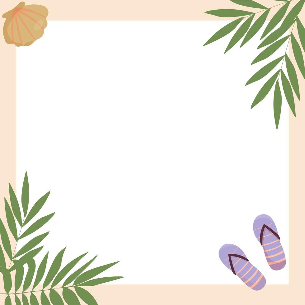 Square frame with palm leaves vector