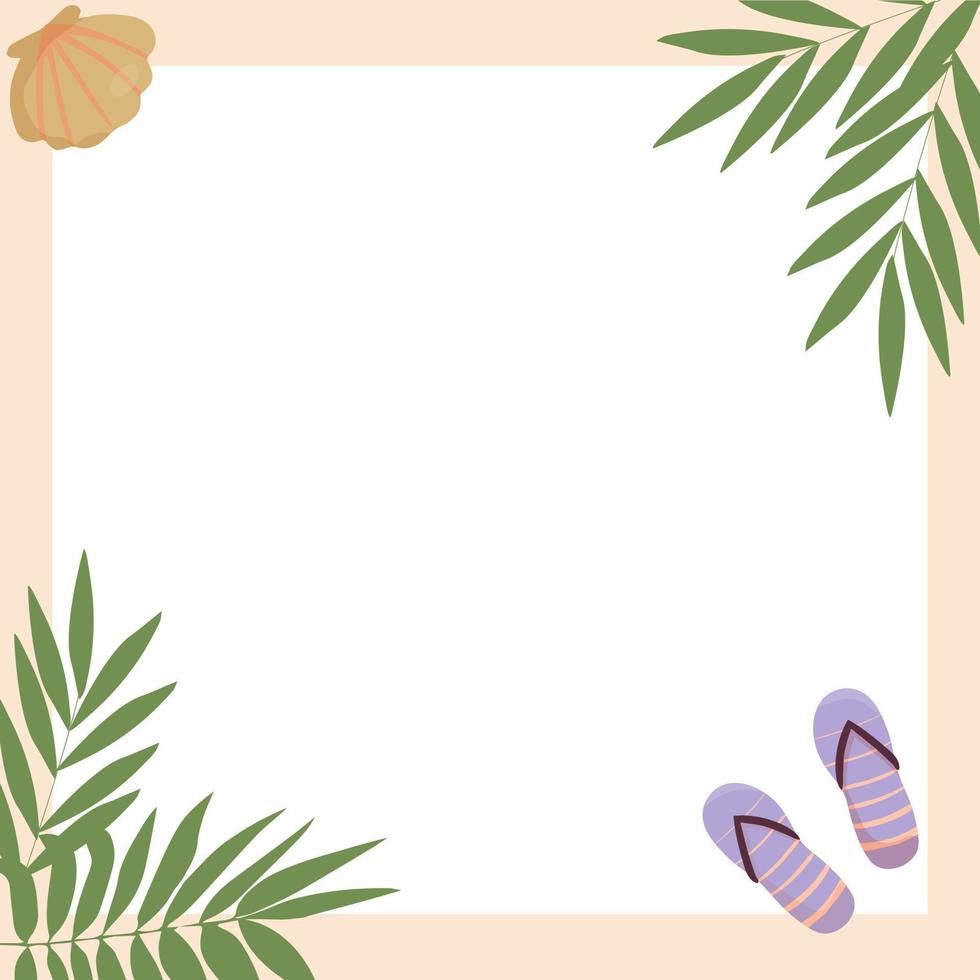 Square frame with palm leaves vector