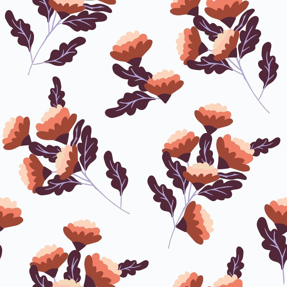 Seamless Botanical Pattern. Rose or peony branches with blooming buds and leaves vector