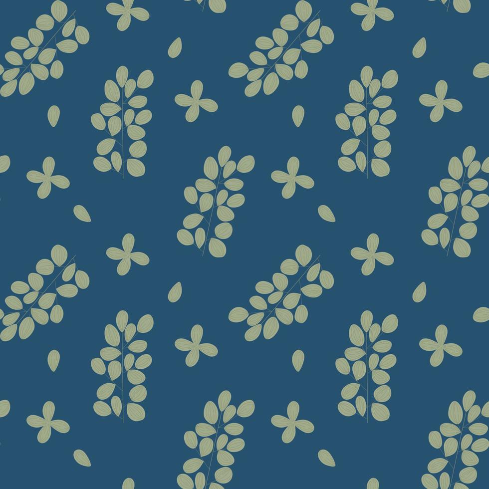 Seamless pattern of different types of field grasses and branches vector