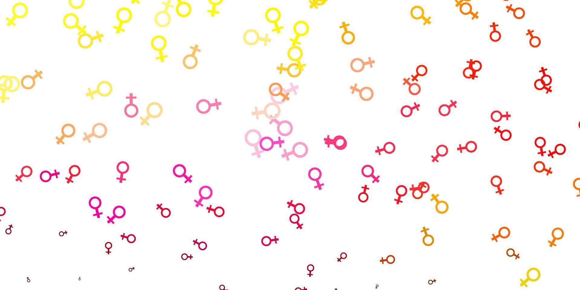 Light Pink, Yellow vector pattern with feminism elements.