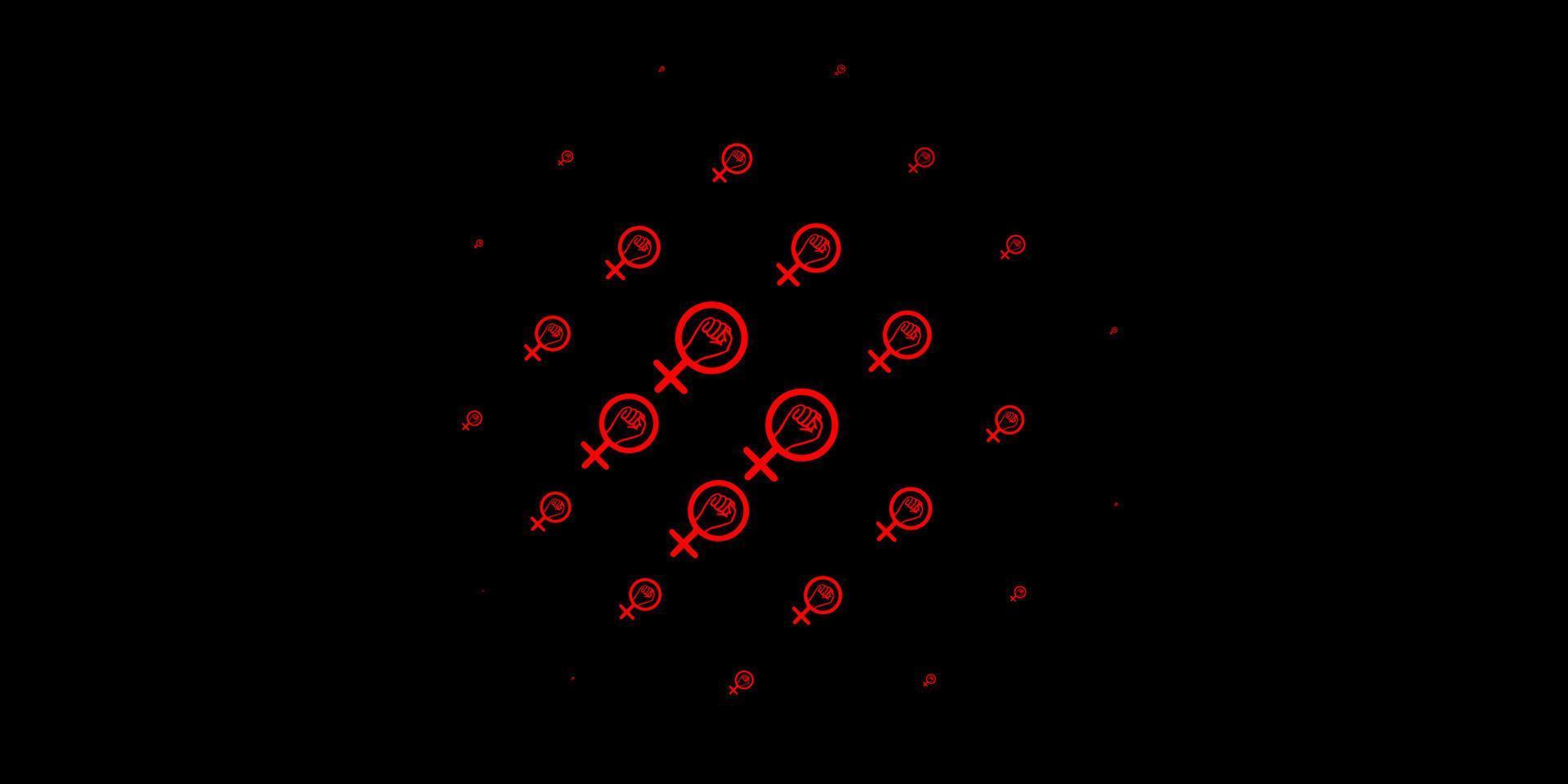 Dark Red vector background with woman symbols.
