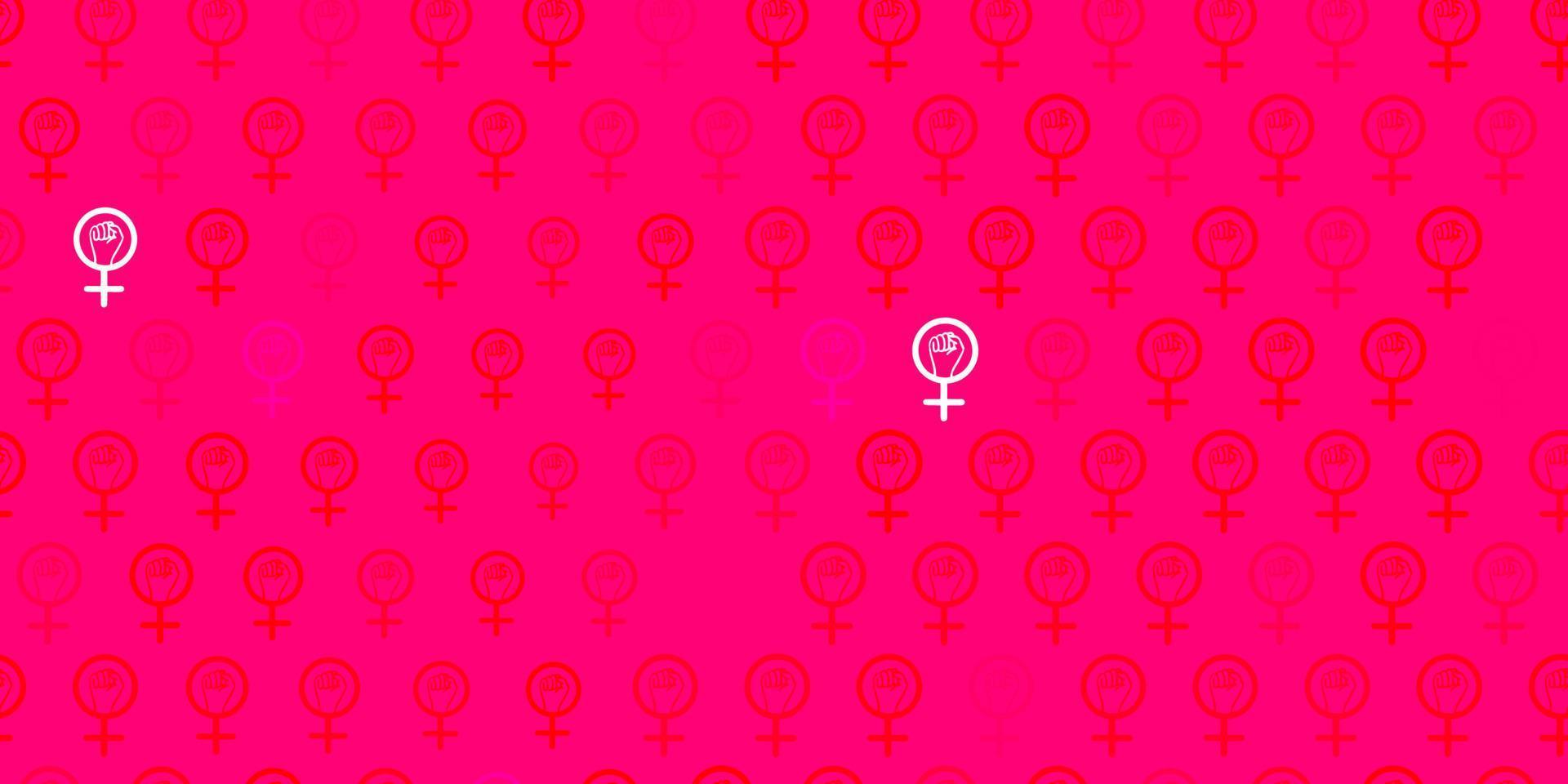 Light Pink, Red vector pattern with feminism elements.