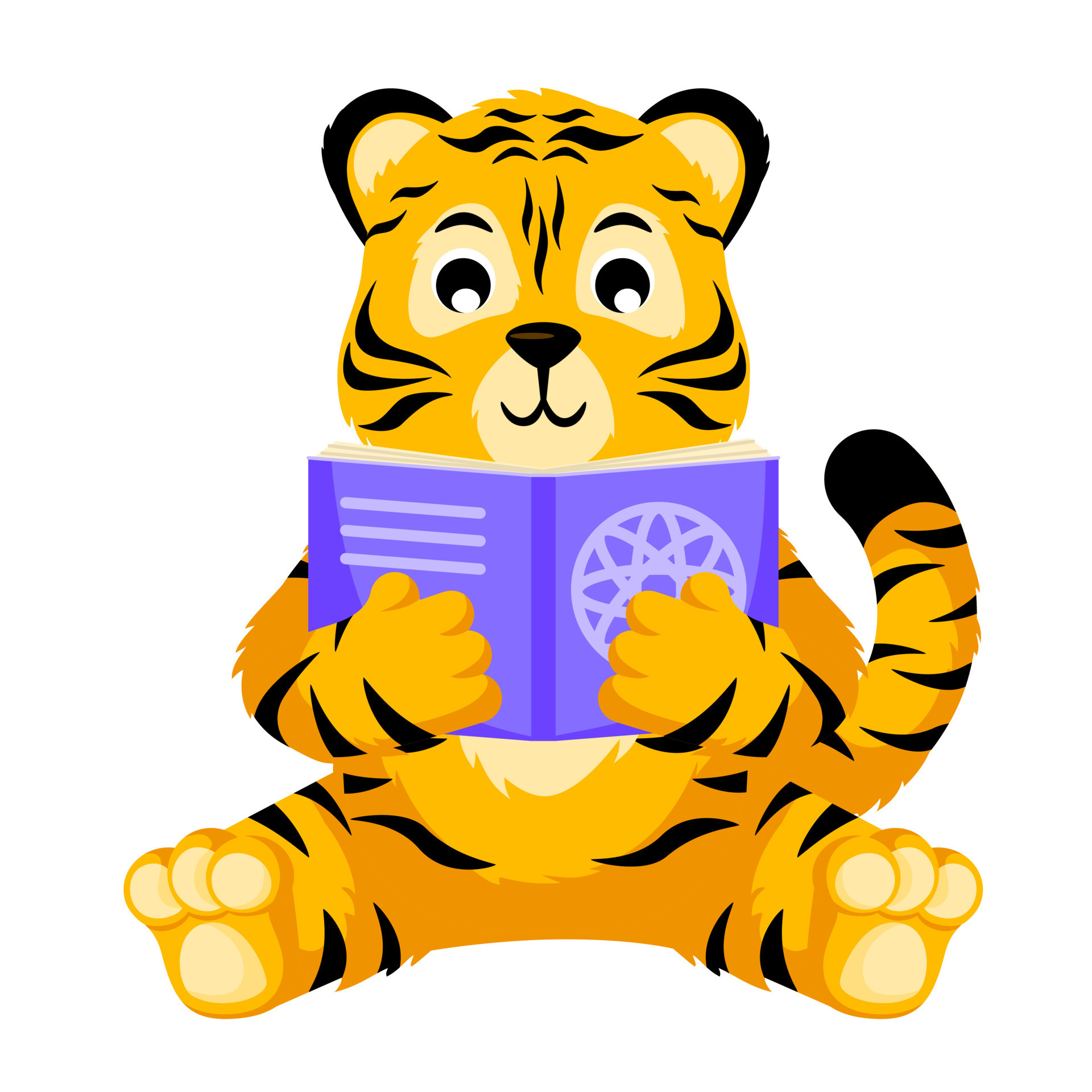 Cute little Tiger isolated reading book. Happy character cartoon tiger cub learning. 7456825 Vector Art at Vecteezy Cute little Tiger isolated reading book. Happy character cartoon tiger cub learning. 7456825 Vector Art at Vecteezy