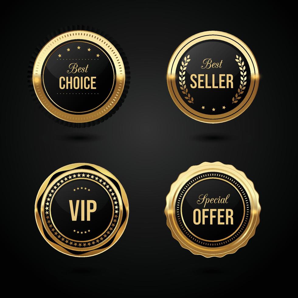Luxury golden badge and labels set design vector