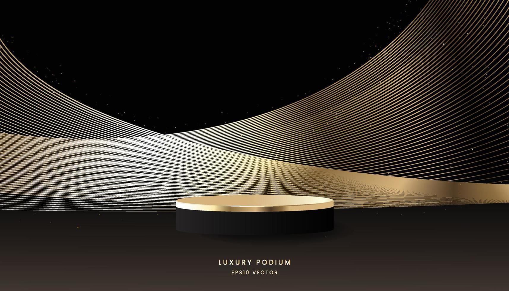 Luxury Podium with black and gold vector