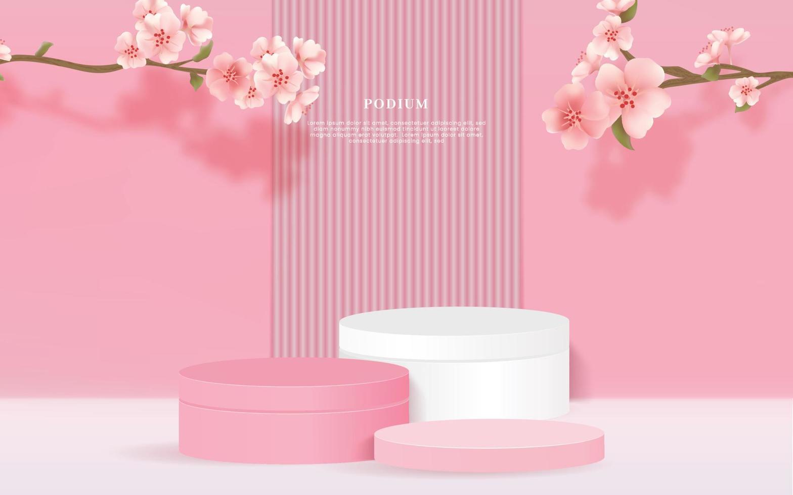 The exhibition platform with cherry blossoms vector
