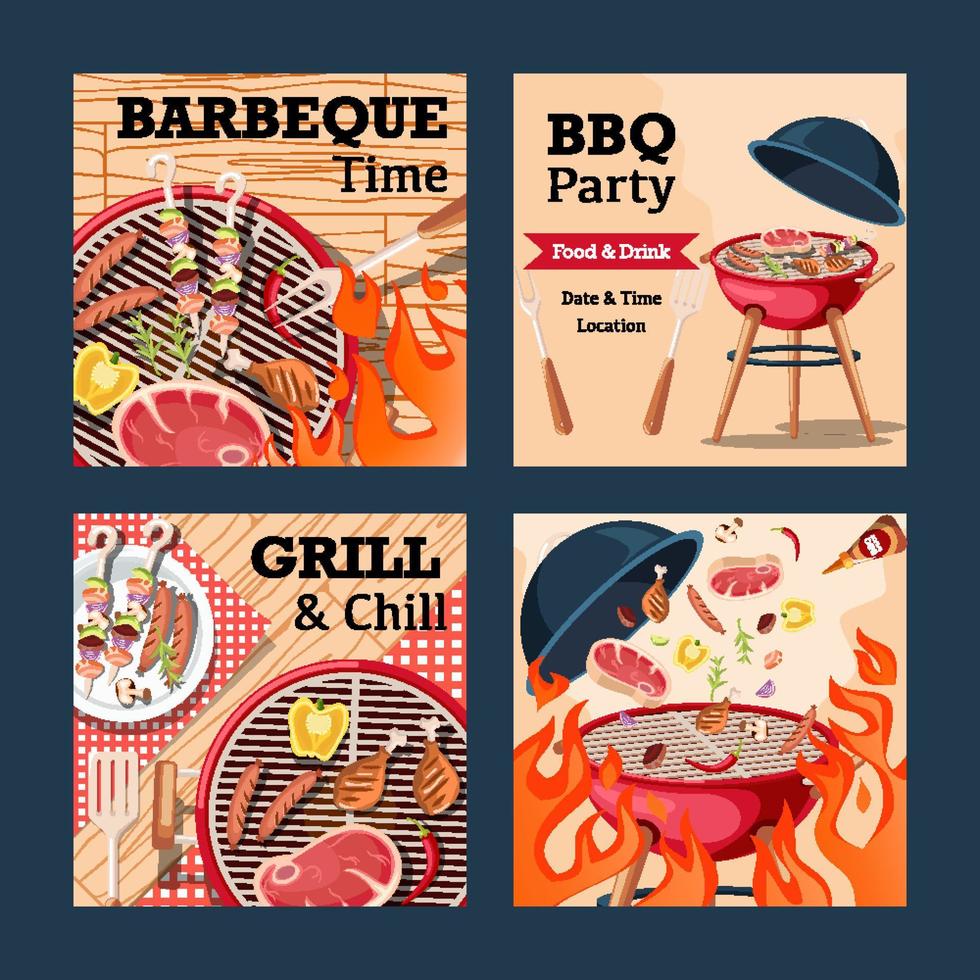 Summer Activities Barbeque Social Media vector