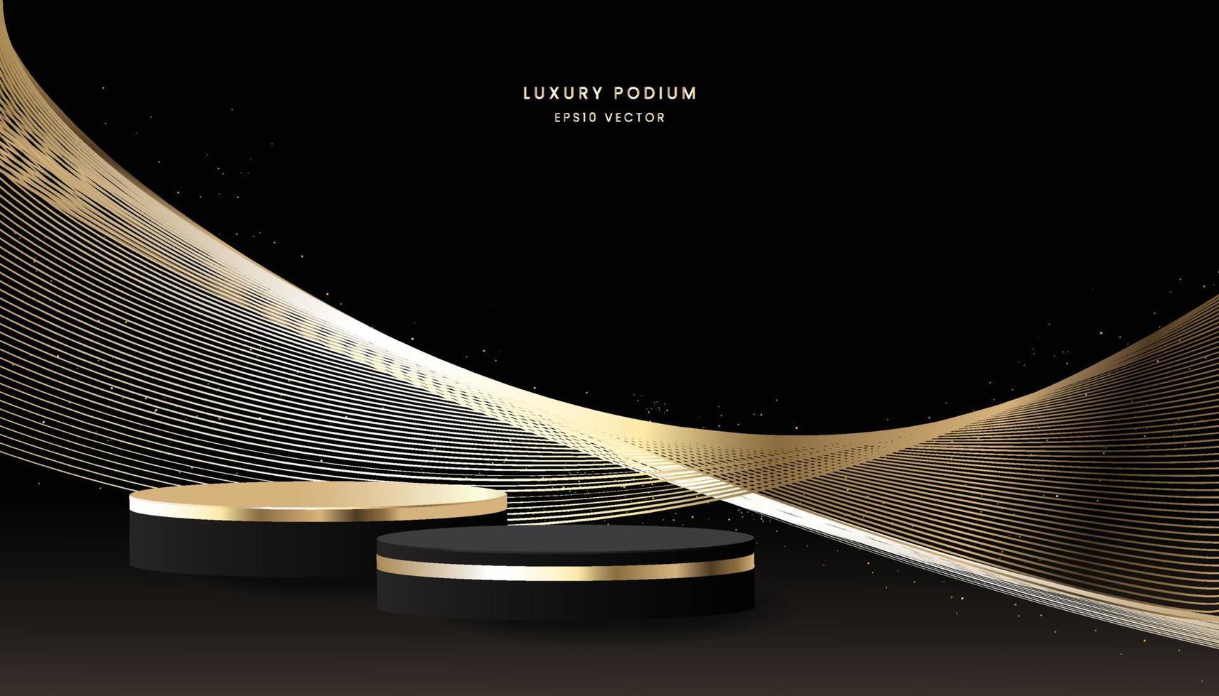 Luxury Podium with black and gold vector