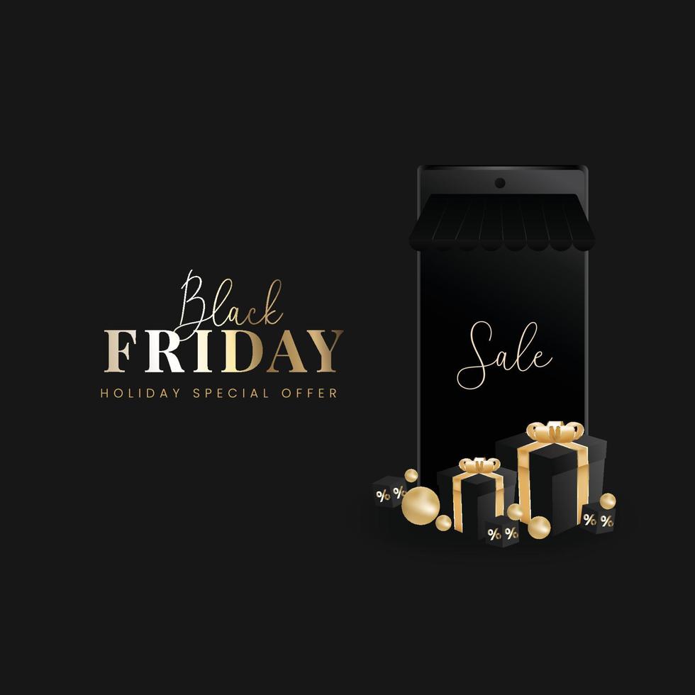 Golden Black Friday Banner and Background vector