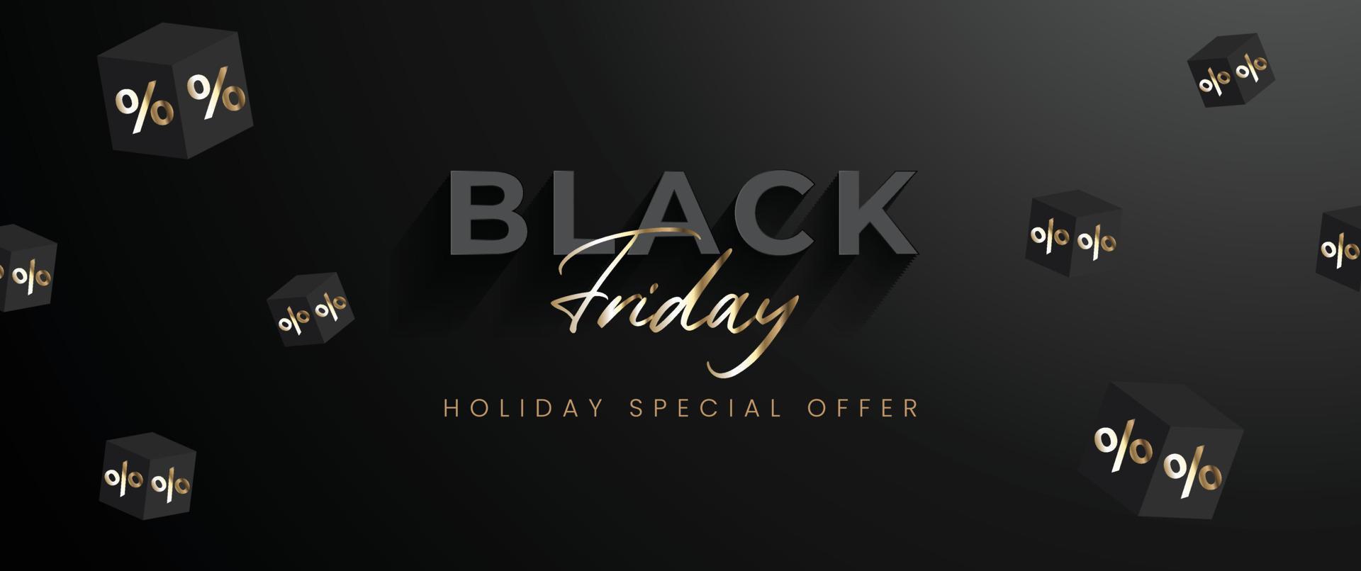 Golden Black Friday Banner and Background vector