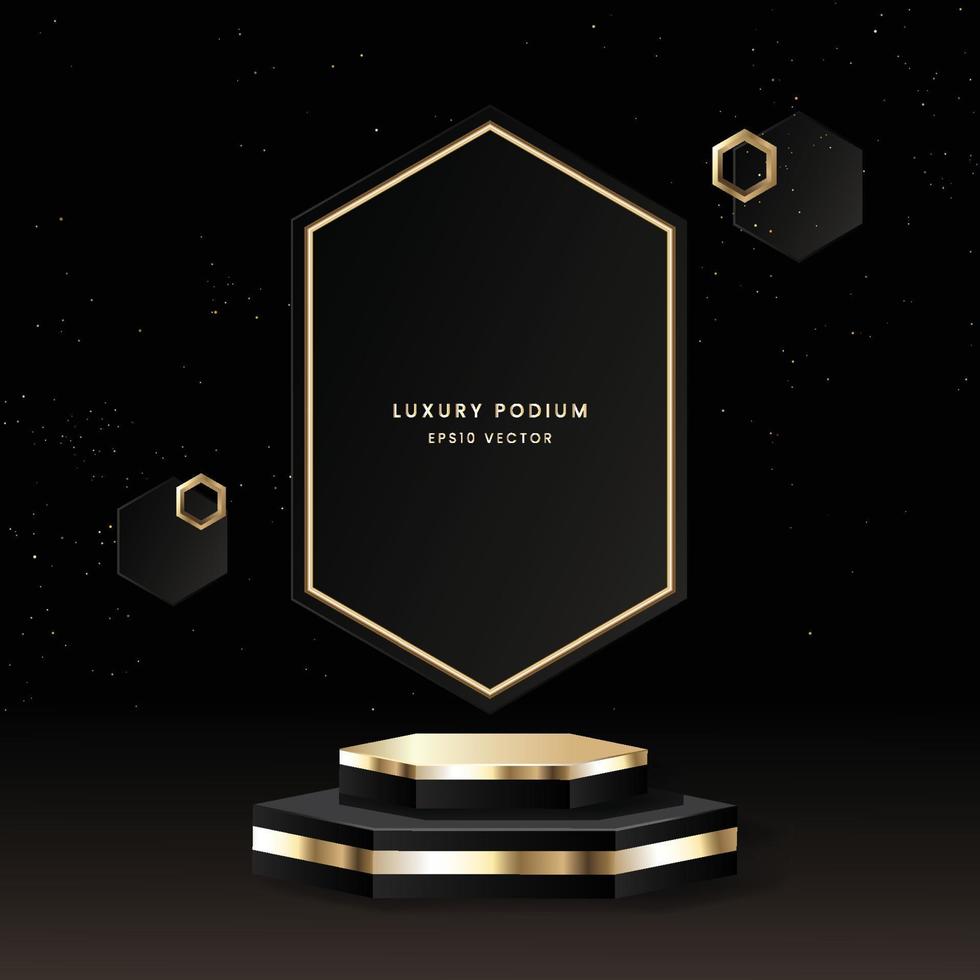 Luxury Podium with black and gold vector