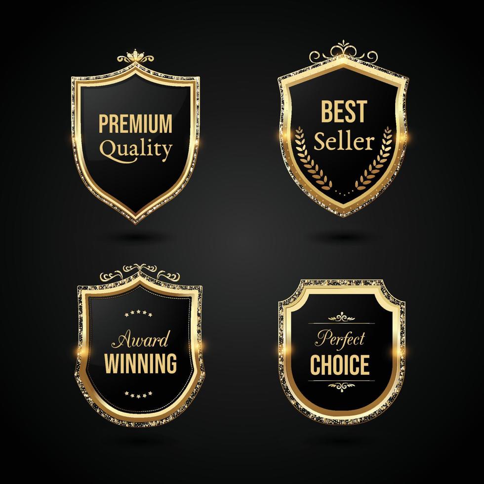 Luxury golden badge and labels set design vector