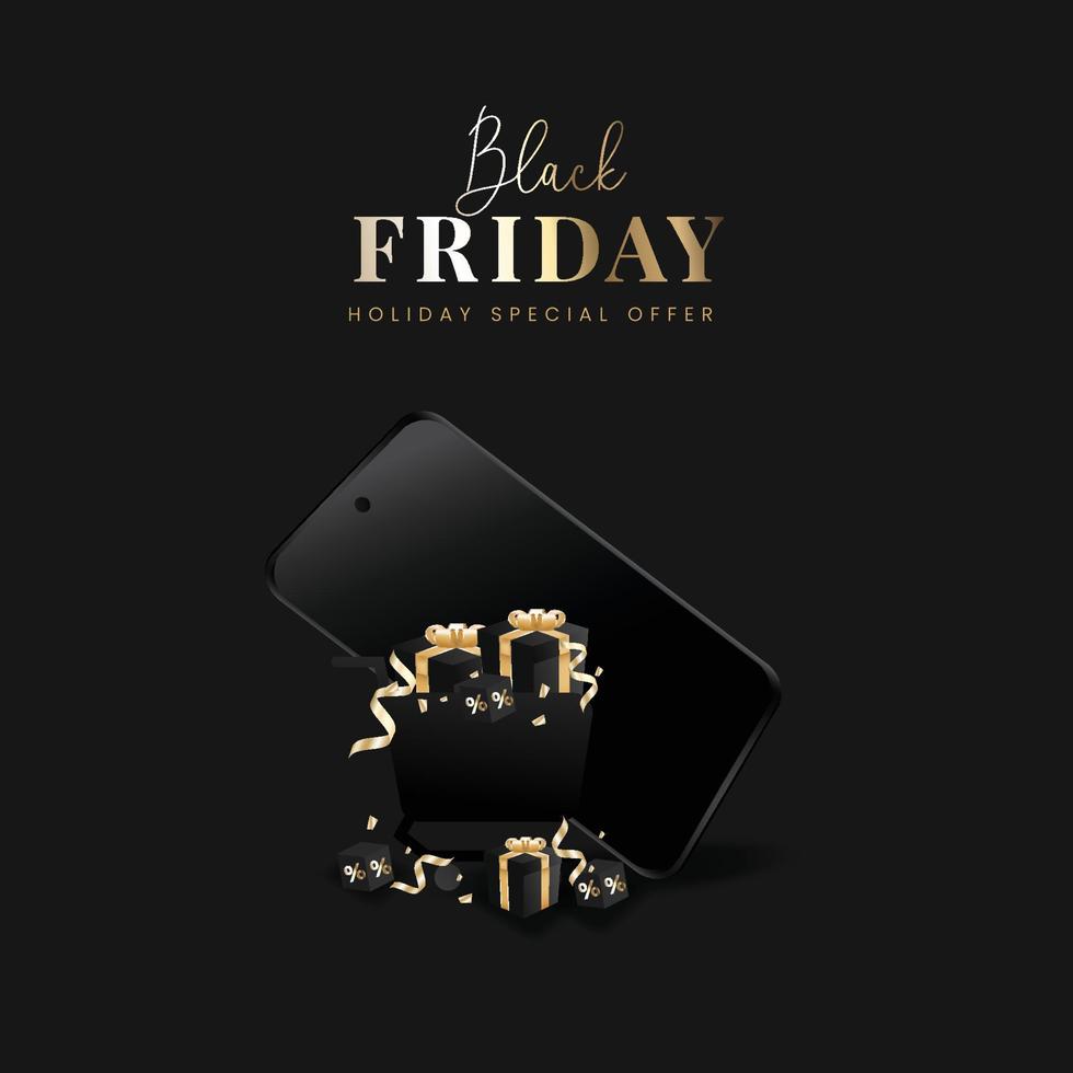 Golden Black Friday Banner and Background vector