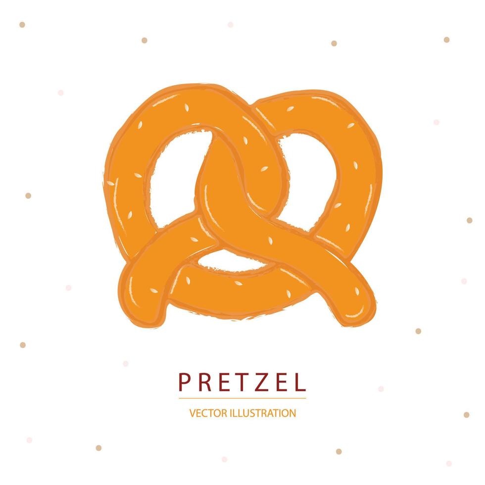 dibujo a mano sabroso pretzel aislado sobre fondo blanco, ilustración vectorial. vector