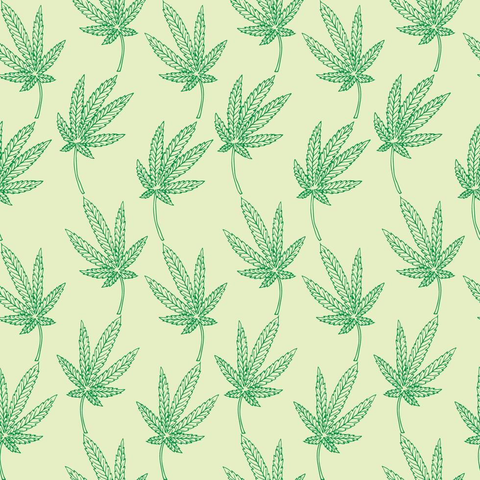 Cannabis leaves pattern, green marijuana leaves, vector illustration.