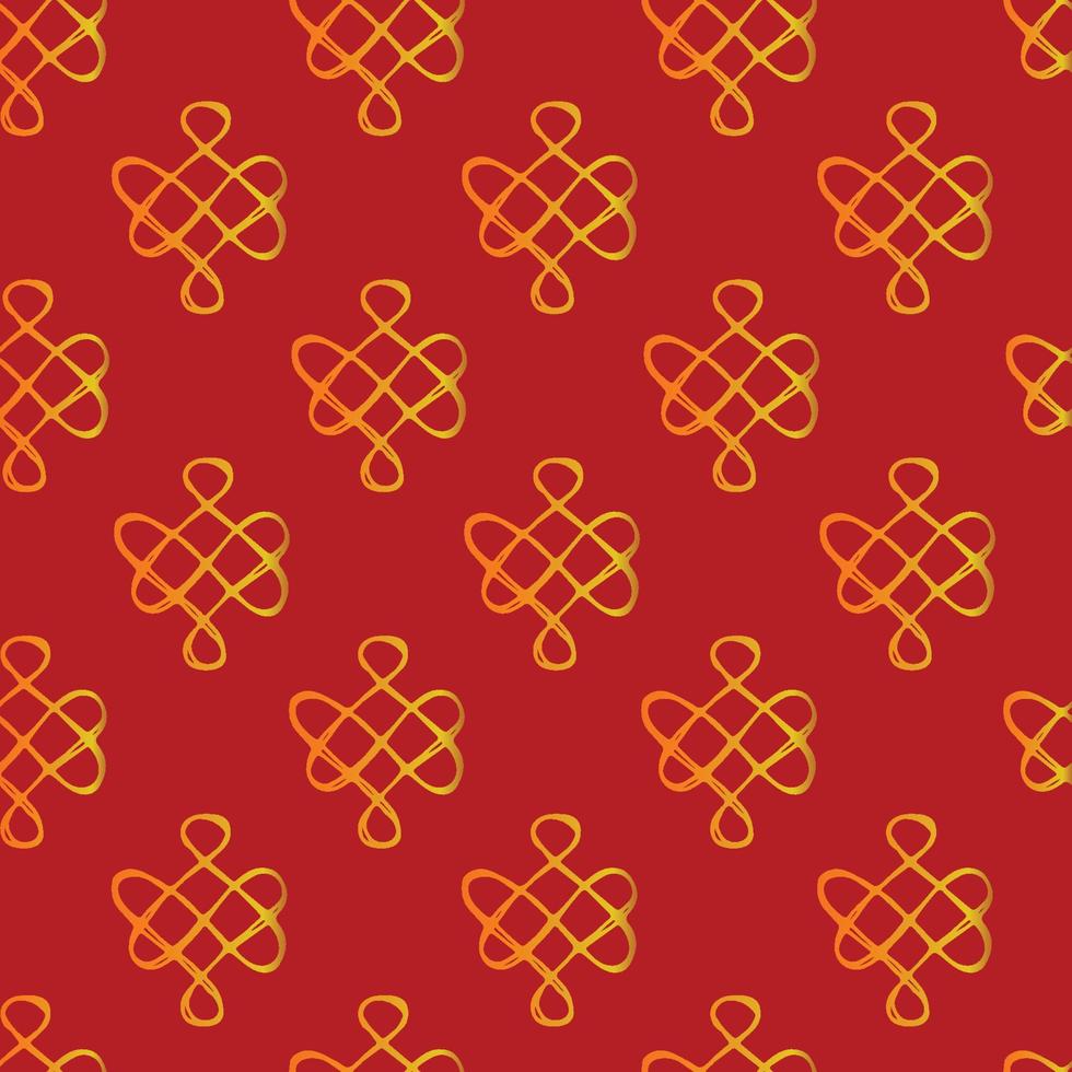 Chinese pattern, golden sign on red background, vector illustration.