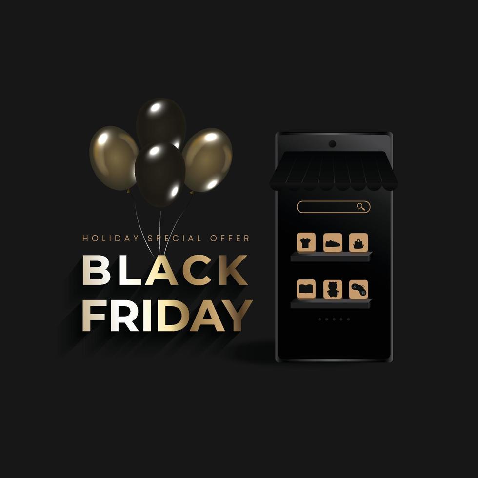 Golden Black Friday Banner and Background vector