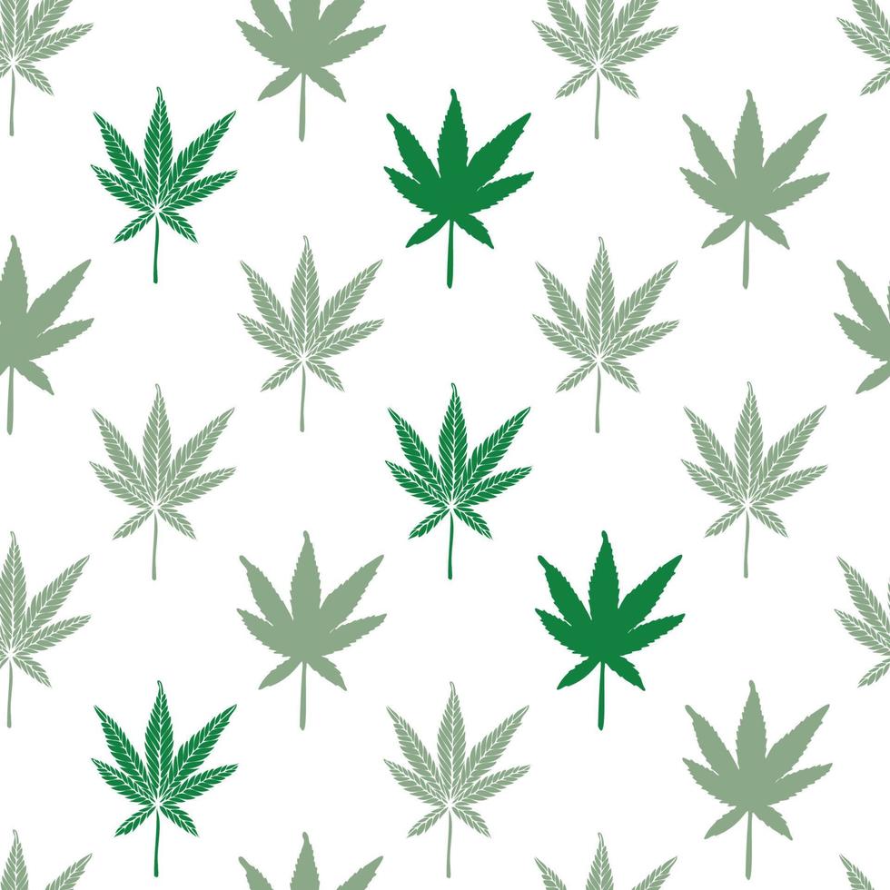 patrón sin costuras de hoja de marihuana, ilustración vectorial de dibujo a mano. vector