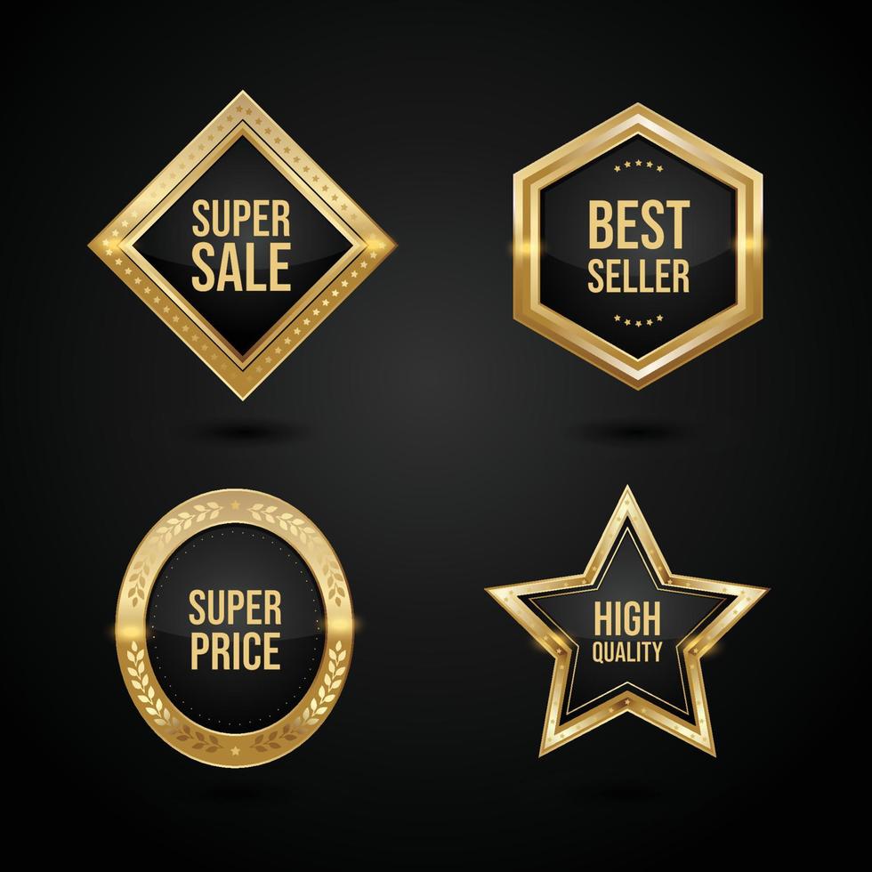 Luxury golden badge and labels set design vector