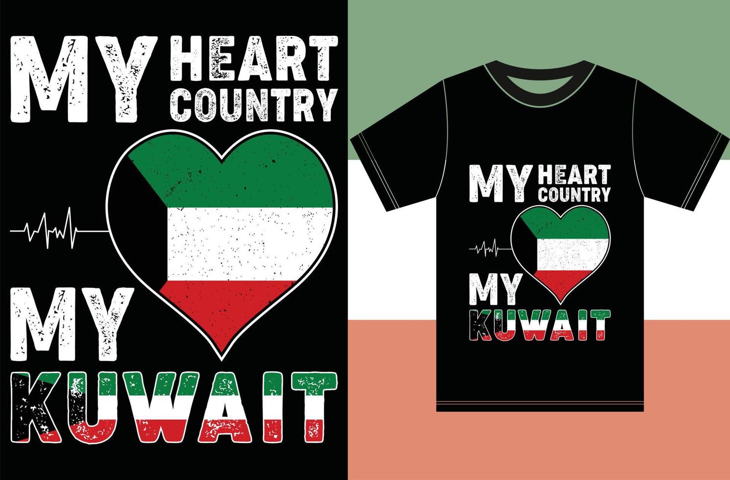 mi corazón, mi país, mi kuwait. diseño vectorial de tipografía vector