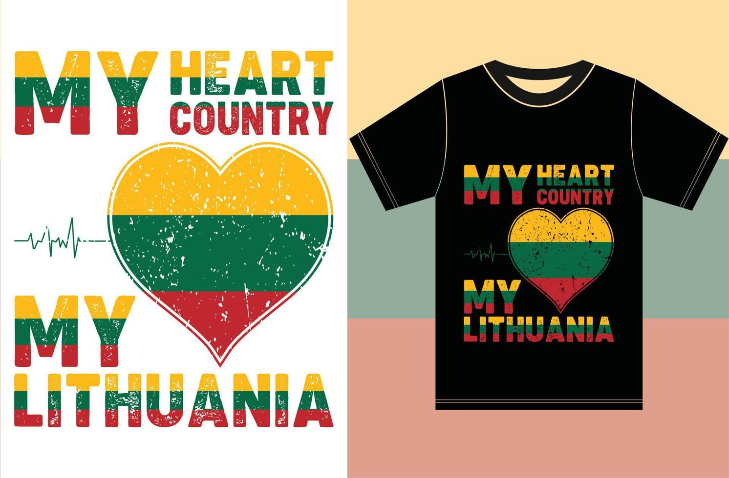 My Heart, My Country, My Lithuania. Typography Vector Design