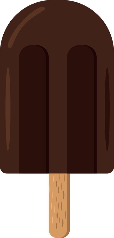 helado de chocolate en un palo de estilo plano vector