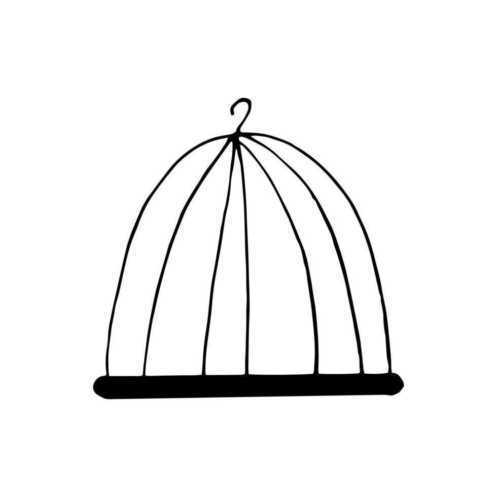 Birdcage. hand drawn illustration in doodle style. minimalism, monochrome. icon sticker vector