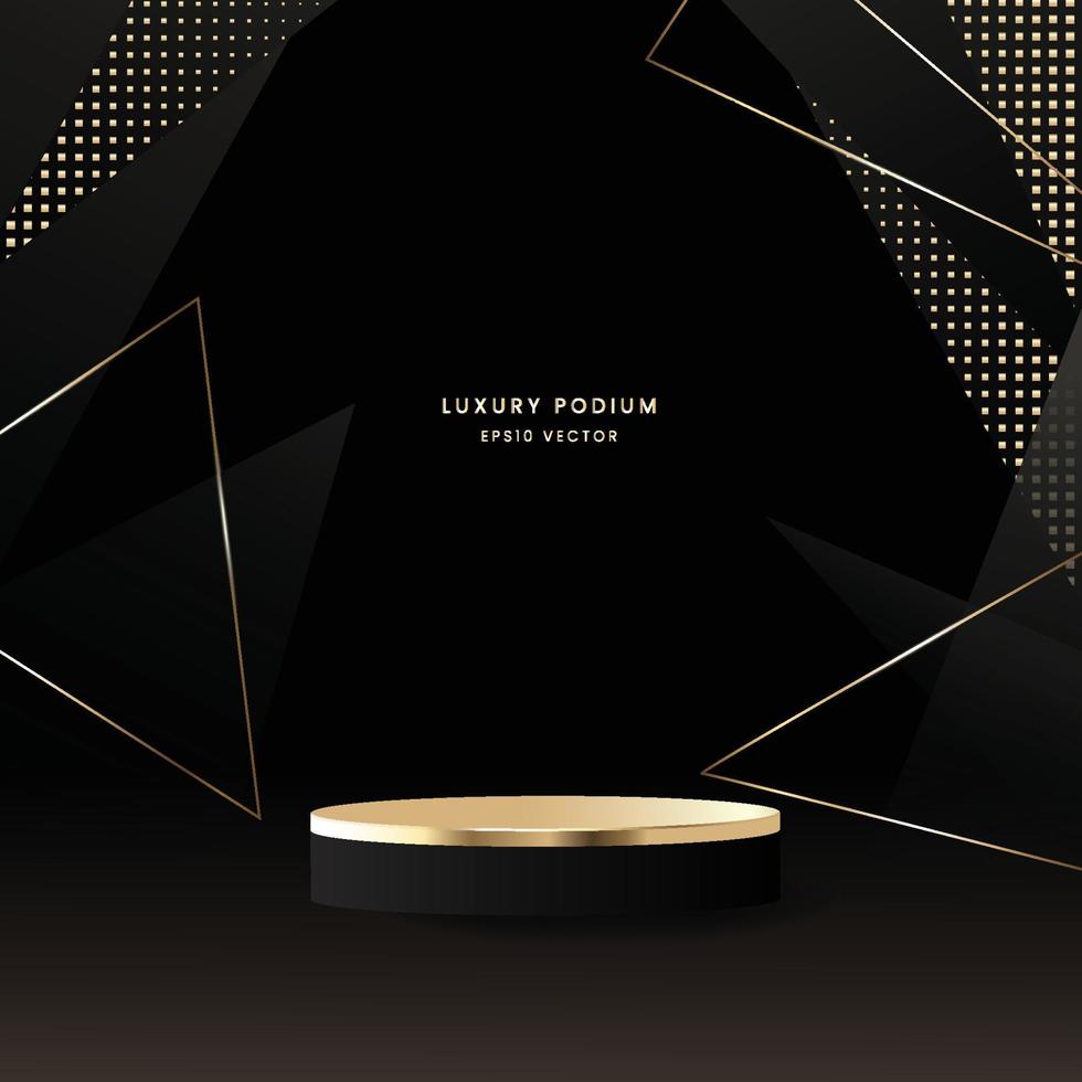 Luxury Podium with black and gold vector