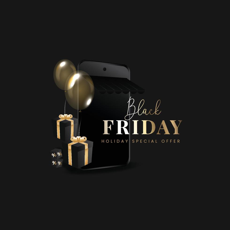 Golden Black Friday Banner and Background vector