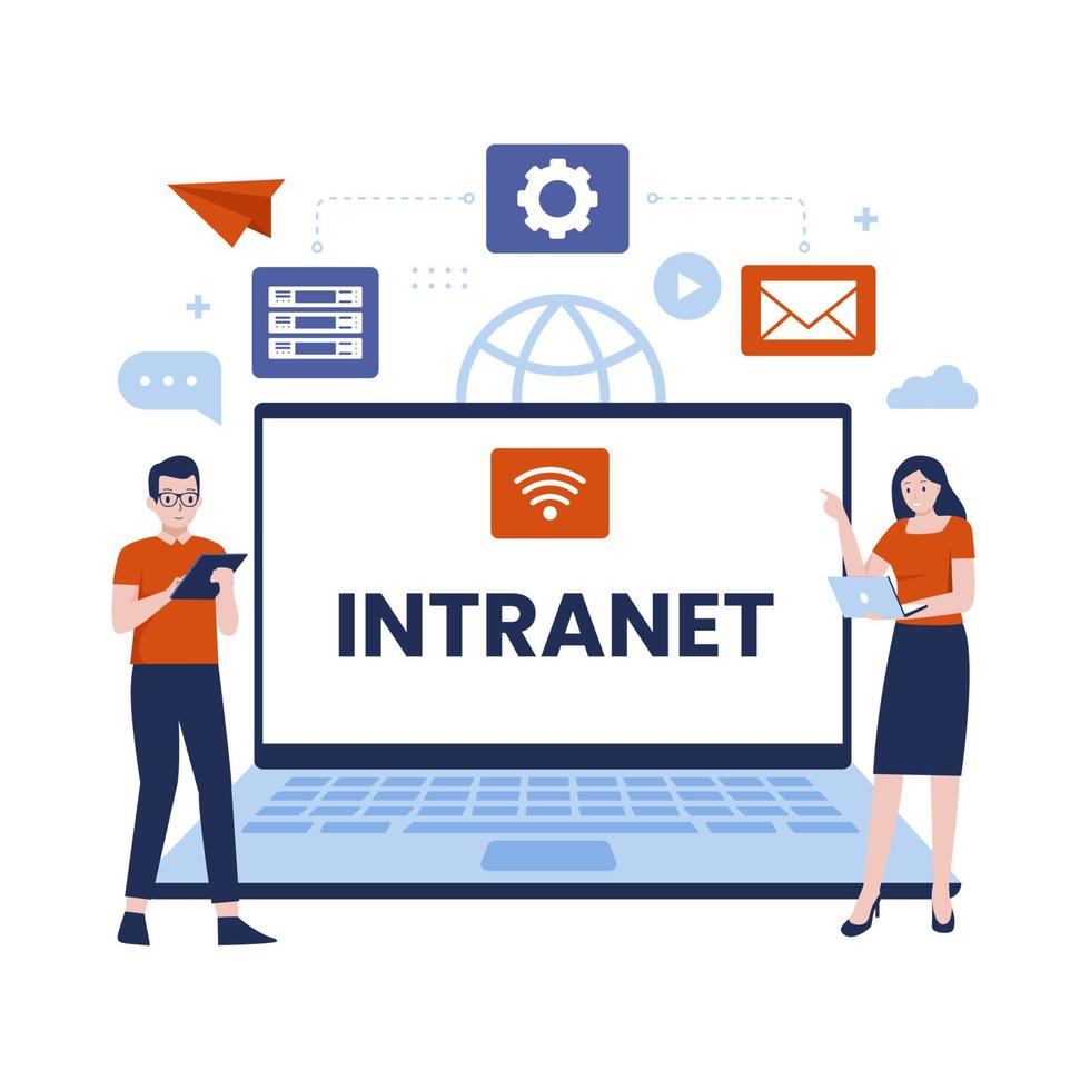 Flat design of intranet internet network connection vector