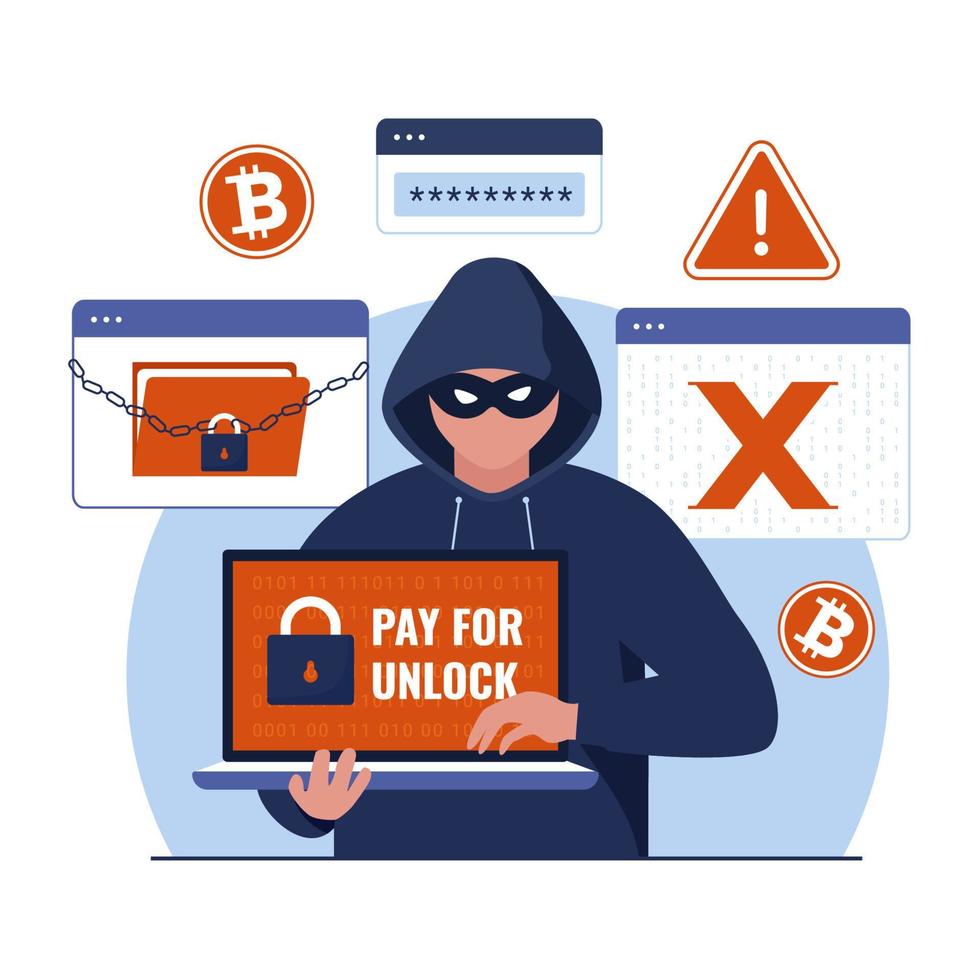 Ransomware with hacker attack illustration concept vector