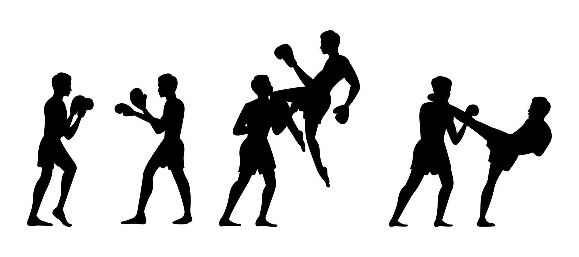 silhouette design of Thai boxer are fighting vector