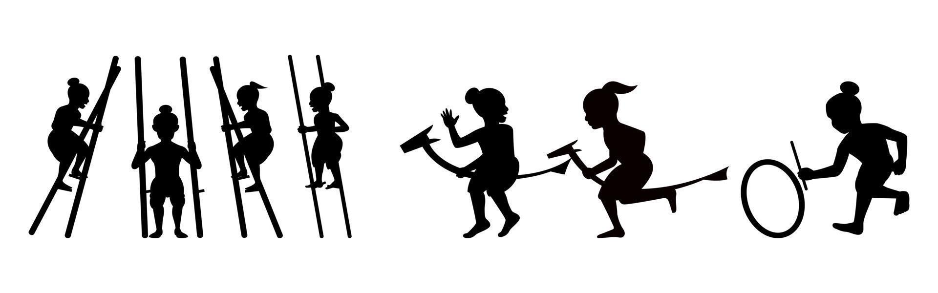 silhouette design of Thai children plays vector