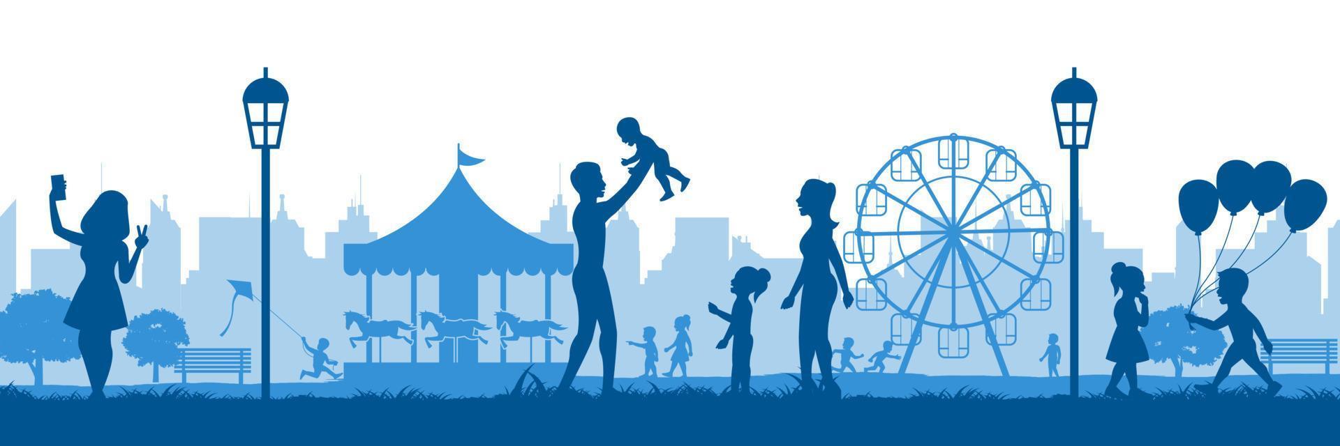 silhouette design of theme park vector