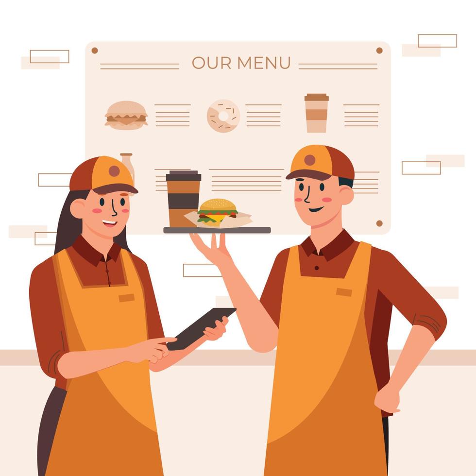 Professional Waiter And Waitress vector