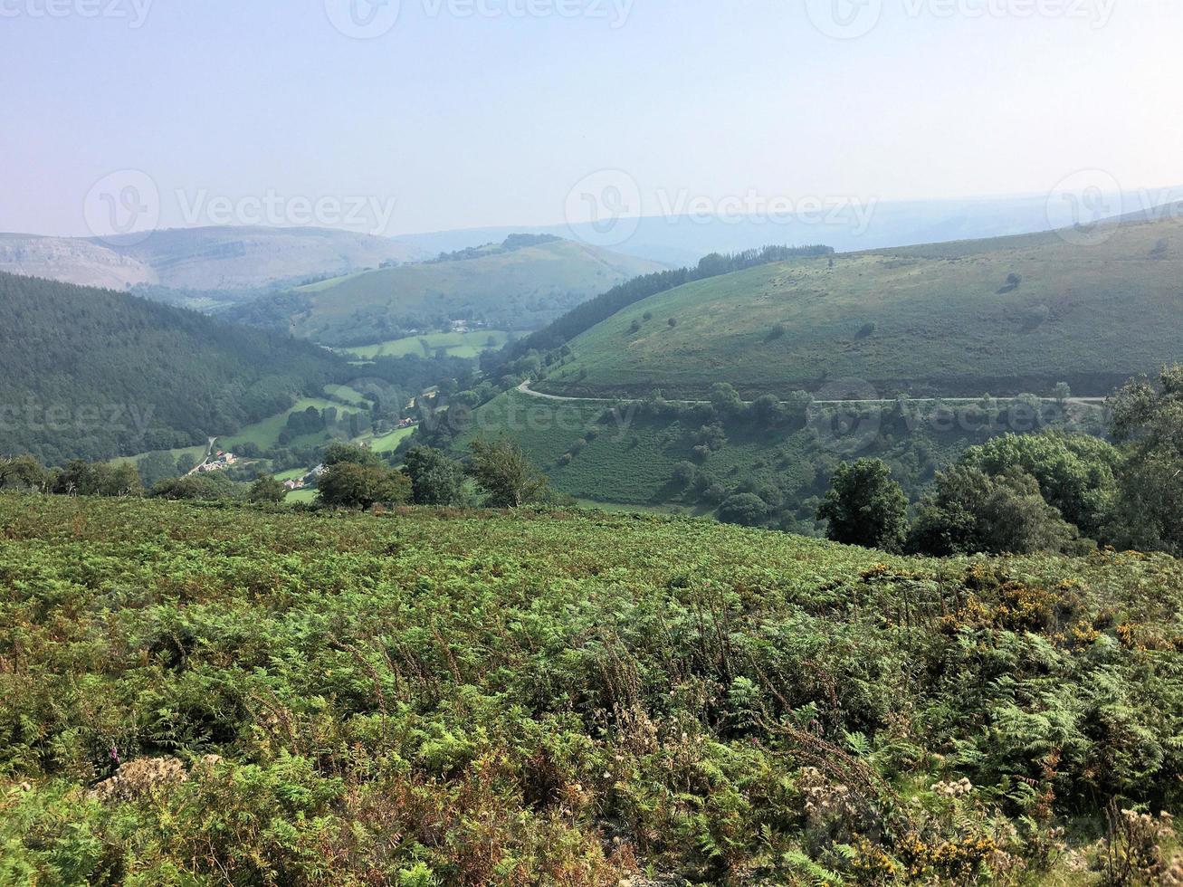 A view of the Wales countryside at the Horseshoe Pass near Llangollen photo