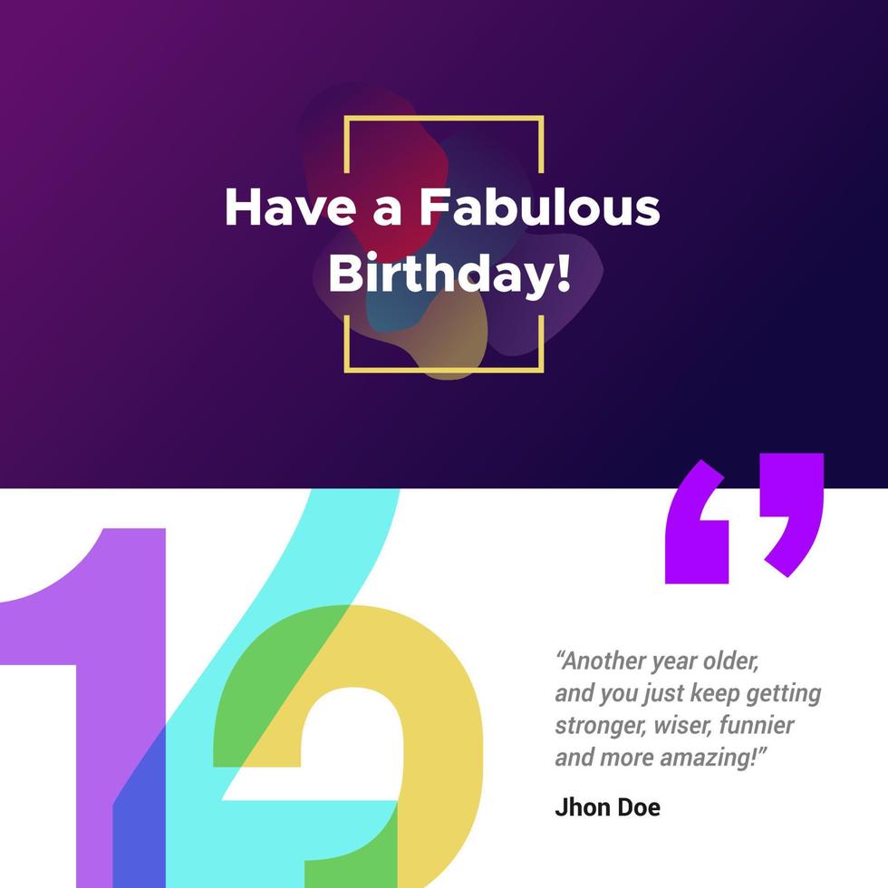 Happy birthday greeting card and social media banner post template vector
