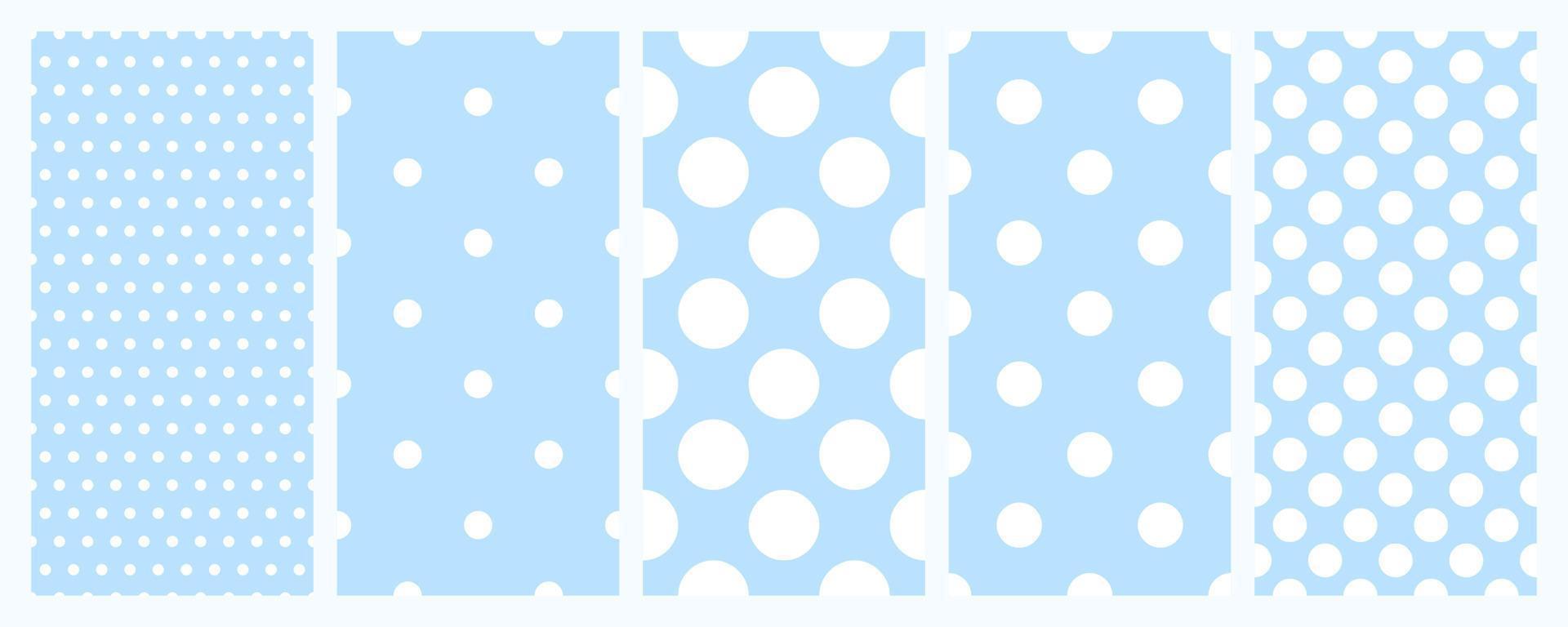 Baby blue polkadot seamless pattern background set vector
