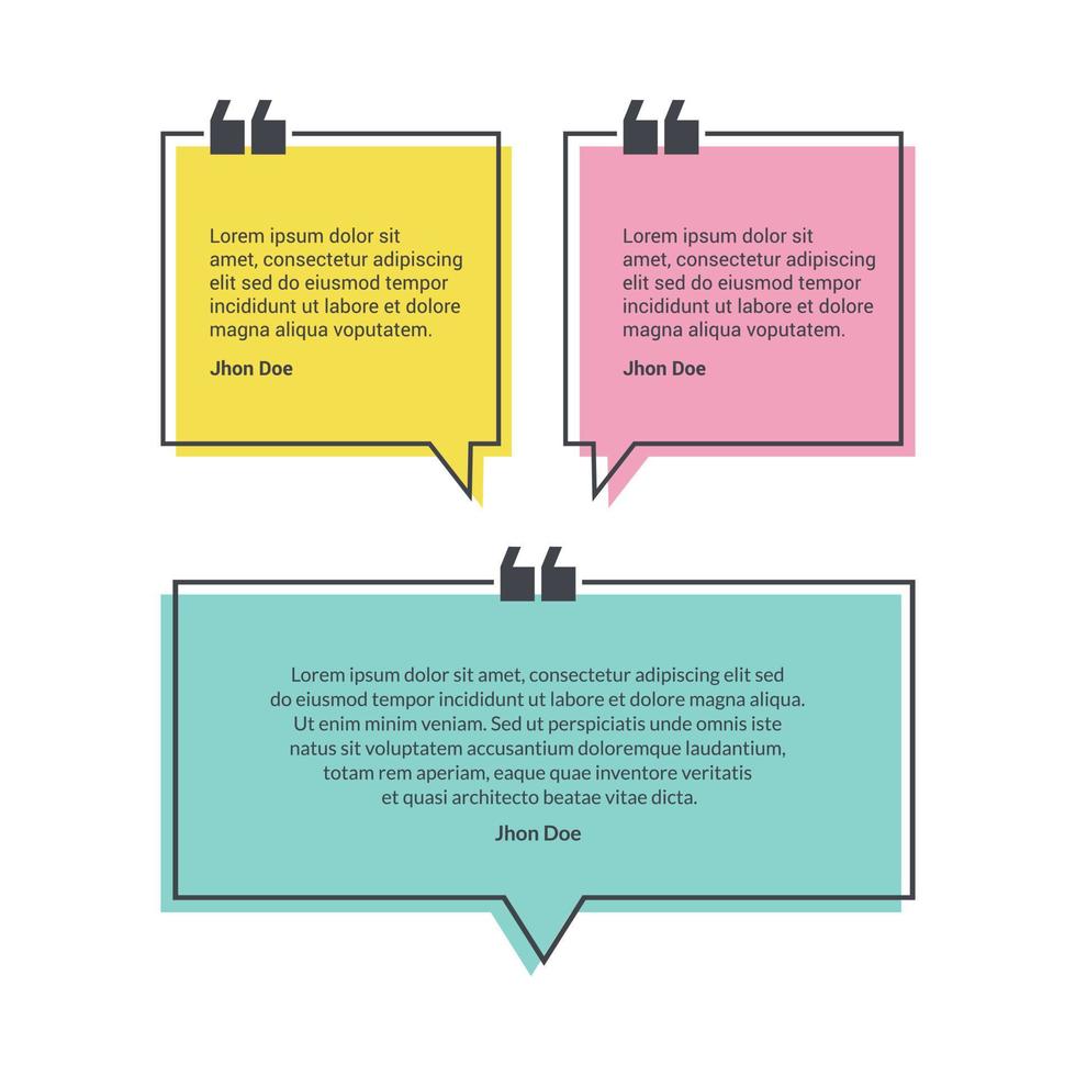 Quote testimonial box frames background set in pastel colours vector