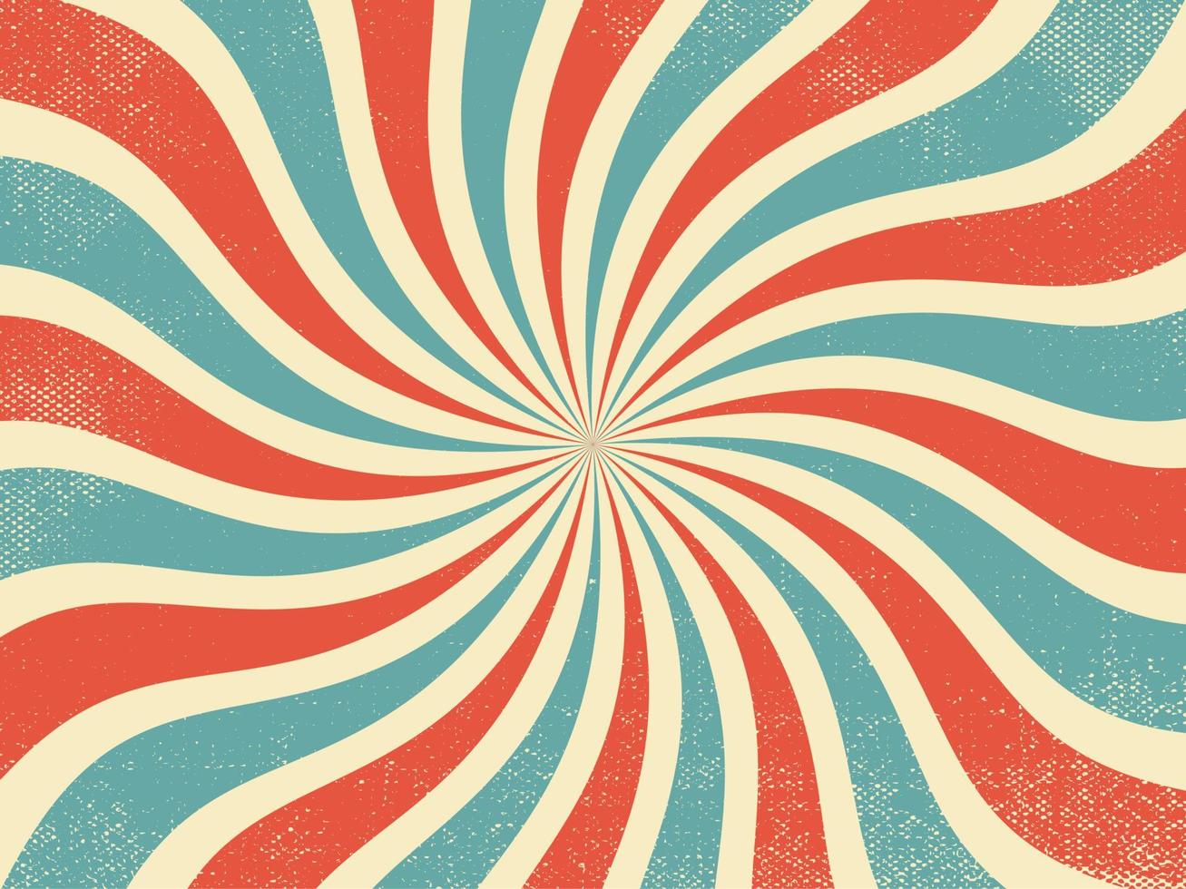 Vintage red and blue rays retro burst background vector