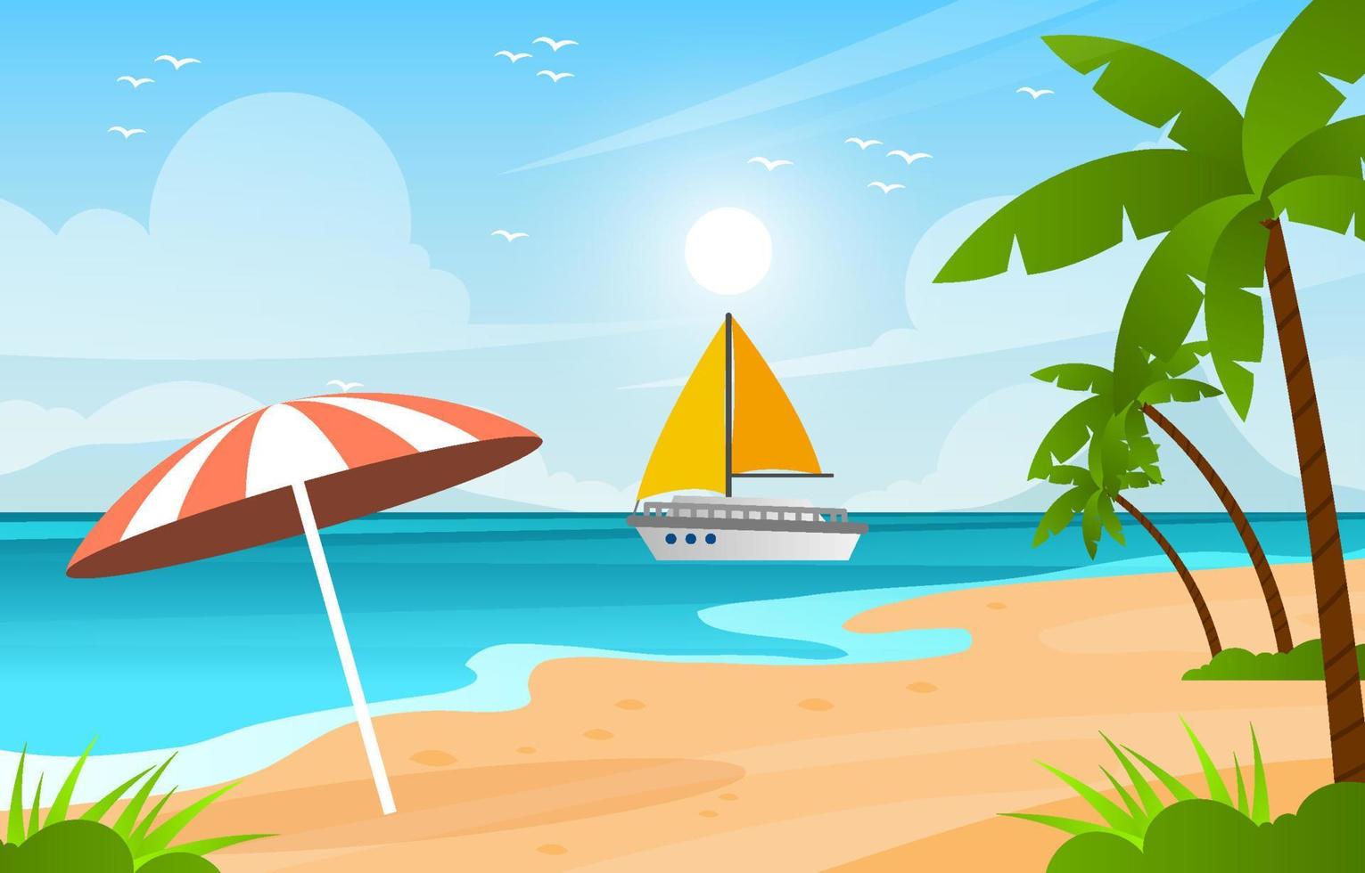 Beach Holiday Scenery Background vector